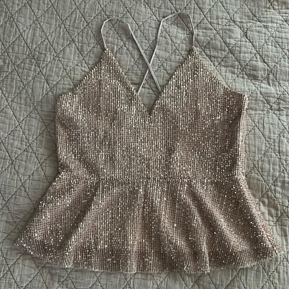 Express Rose Gold Sequin Tank